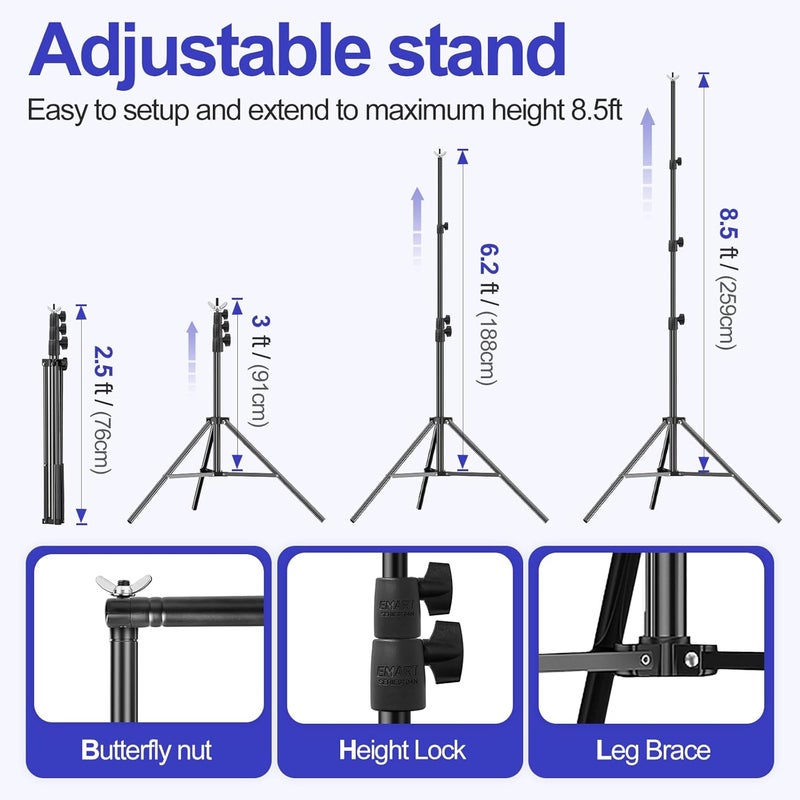 EMART 10x8.5FT Backdrop Stand, Photo Video Studio Adjustable&Lockable Heavy Duty Background Support System Kit with 6 Backdrop Clamps, 2 Sandbag and Carry Bag for Photography, Parties, Wedding, Video - Image 4